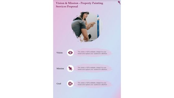 Vision And Mission Property Painting Services Proposal One Pager Sample Example Document