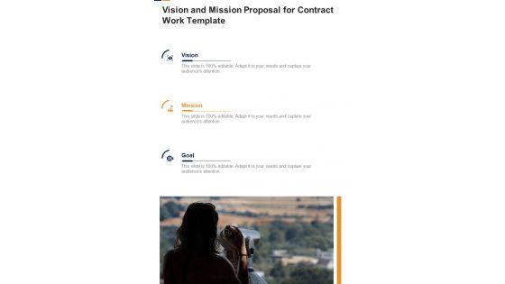 Vision And Mission Proposal For Contract Work Template One Pager Sample Example Document