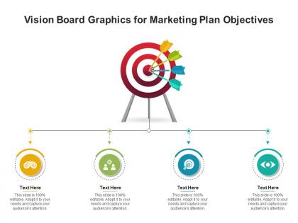Vision board graphics for marketing plan objectives infographic template