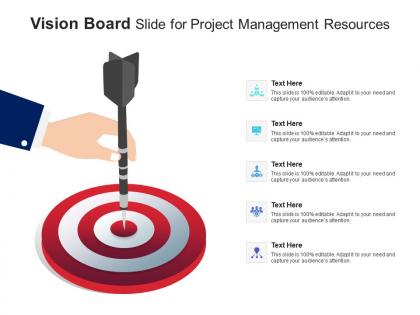 Vision board slide for project management resources infographic template