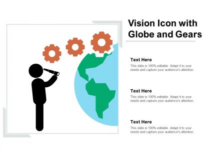 Vision icon with globe and gears
