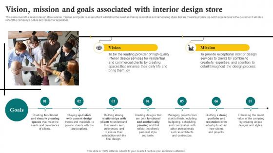 Vision Mission And Goals Associated With Interior Design Store Sustainable Interior Design BP SS