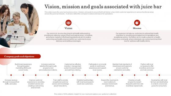 Vision Mission And Goals Associated With Juice Bar Smoothie Bar Business Plan BP SS