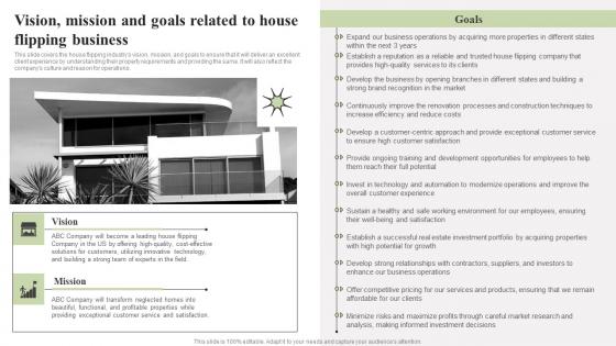 Vision Mission And Goals Related To House Flipping Property Redevelopment Business Plan BP SS