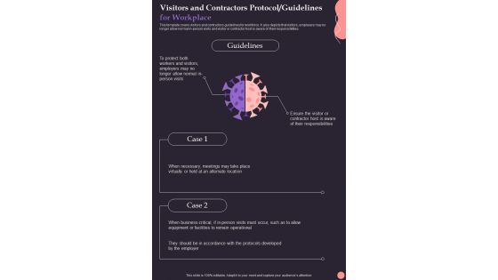 Visitors And Contractors Protocol Guidelines For Workplace One Pager Sample Example Document