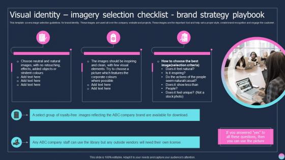 Visual Identity Imagery Selection Checklist Brand Strategy Playbook Ppt Microsoft