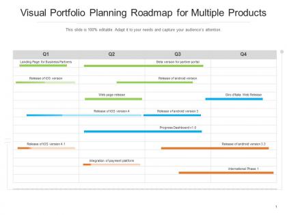 Visual portfolio planning roadmap for multiple products