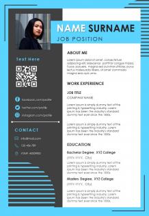 Visual resume design with skills and work achievements