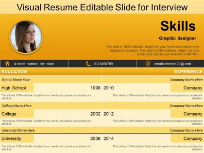 Visual resume editable slide for interview