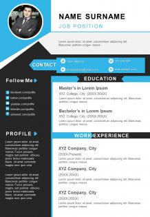 Visual resume professional a4 template to introduce yourself