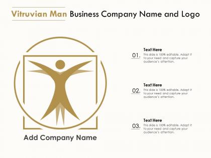 Vitruvian man business company name and logo