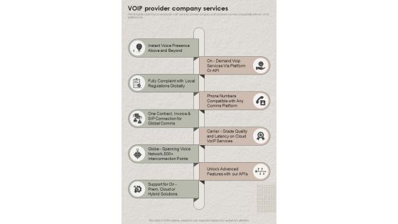 VOIP Provider Company Services Request For Proposals VOIP One Pager Sample Example Document