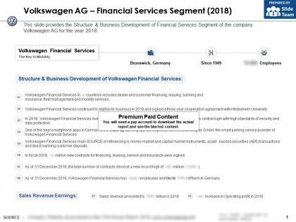 Volkswagen ag financial services segment 2018