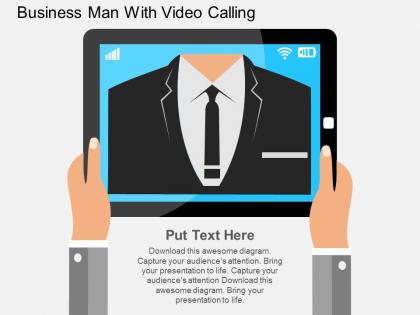Vs business man with video calling flat powerpoint design