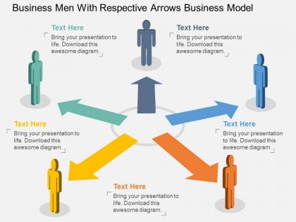 Vt business men with respective arrows business model flat powerpoint design