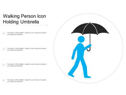 Walking person icon holding umbrella