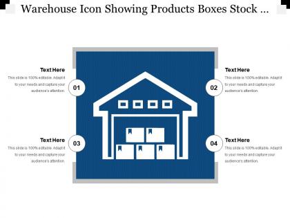 Warehouse icon showing products boxes stock layout