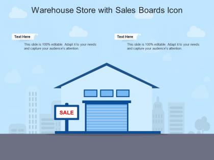 Warehouse store with sales boards icon