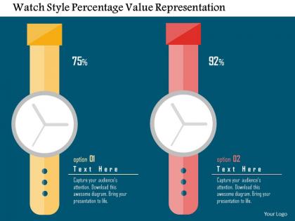 Watch style percentage value representation flat powerpoint design
