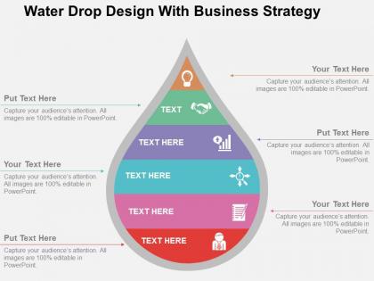 Water drop design with business strategy flat powerpoint design