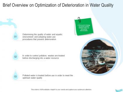 Water management brief overview on optimization of deterioration in water quality ppt pictures