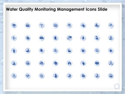 Water quality monitoring management icons slide ppt powerpoint presentation deck