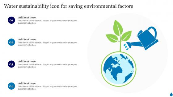 Water Sustainability Icon For Saving Environmental Factors
