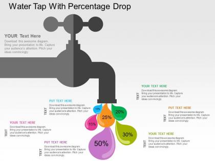 Water tap with percentage drop flat powerpoint design