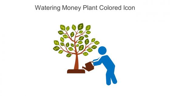 Watering Money Plant Colored Icon In Powerpoint Pptx Png And Editable Eps Format