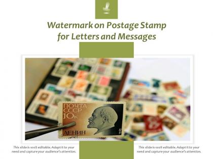 Watermark on postage stamp for letters and messages