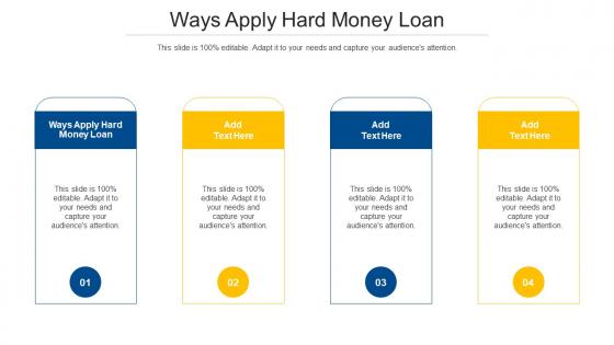 Ways Apply Hard Money Loan Ppt Powerpoint Presentation Show Deck Cpb