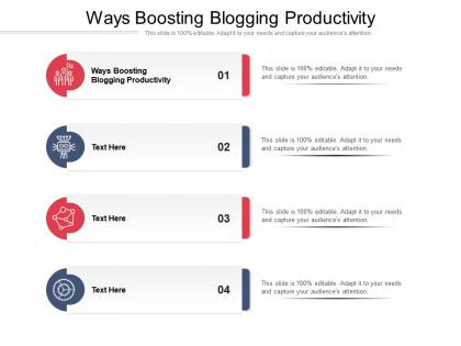 Ways boosting blogging productivity ppt powerpoint presentation portfolio layouts cpb