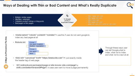 Ways of dealing with thin bad and duplicate content edu ppt