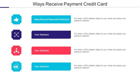 Ways Receive Payment Credit Card Ppt Powerpoint Presentation Infographics Icons Cpb