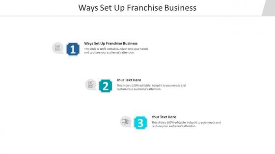 Ways set up franchise business ppt powerpoint presentation infographic template files cpb