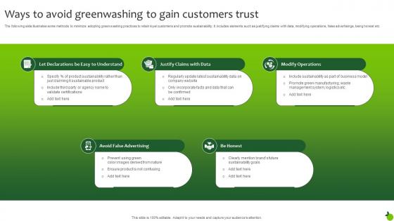 Ways To Avoid Greenwashing To Gain Customers Trust Executing Green Marketing Mkt Ss V