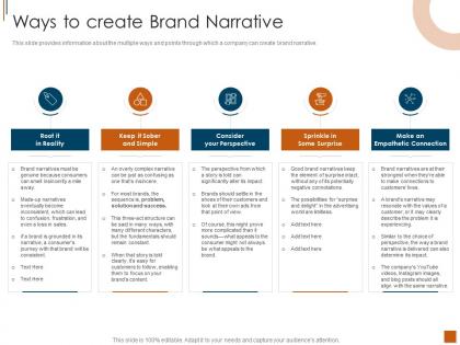 Ways to create brand narrative elements and types of brand narrative structures
