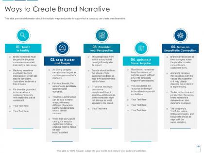 Ways to create brand narrative overview brand narrative creation steps ppt guidelines