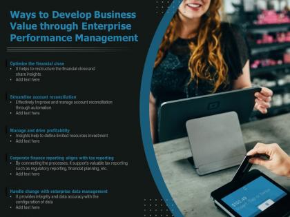 Ways to develop business value through enterprise performance management