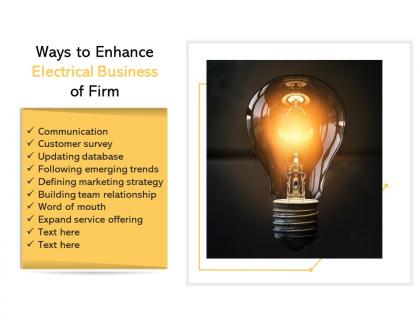 Ways to enhance electrical business of firm