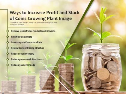 Ways to increase profit and stack of coins growing plant image