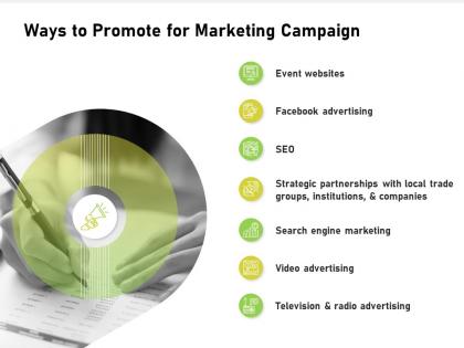Ways to promote for marketing campaign local trade ppt presentation visual aids