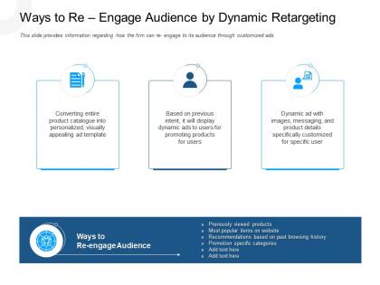 Ways to re engage audience by dynamic retargeting popular powerpoint presentation skills