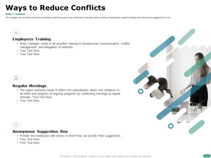 Ways to reduce conflicts suggestion box ppt powerpoint presentation good