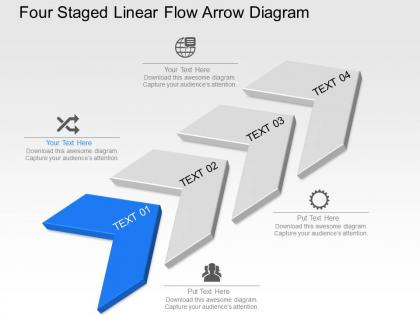 Wd four staged linear flow arrow diagram powerpoint template