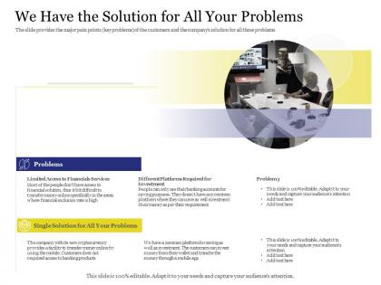 We have the solution for all your problems investment requirement ppt gallery portfolio