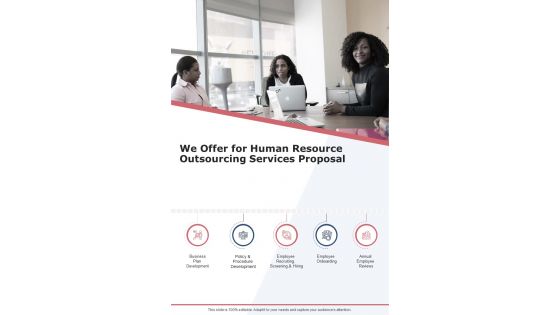 We Offer For Human Resource Outsourcing Services Proposal One Pager Sample Example Document