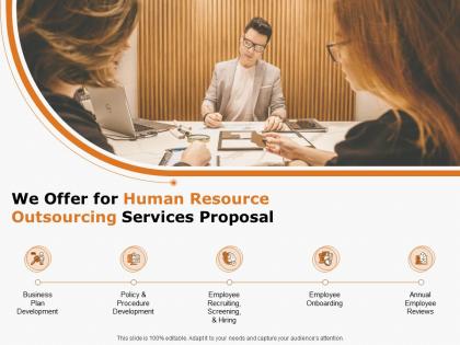 We offer for human resource outsourcing services proposal ppt powerpoint presentation