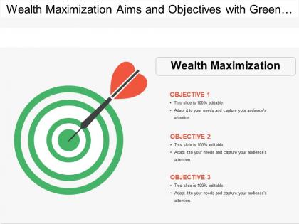 Wealth maximization aims and objectives with green dartboard
