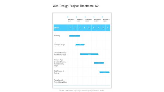 Web Design Project Timeframe One Pager Sample Example Document